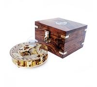 Nagina International Coffre en Bois avec incrustations d'ancrage décoratif | Cadran solaire 3 "avec boîte en Bois | Décor Maritime du Pirate