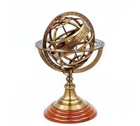 Nagina International - Globe terrestre vintage en laiton avec sphère armillaire du zodiaque, base en bois | Décor d’ancien bateau de pirate, Laiton antique, Taille L