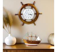 Nagina International Horloge Murale du Temps | Roue de Bateau de Pirate Nautique | Cadeau d'artisanat Premium (12 Pouces)