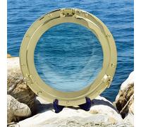Nagina International Hublot nautique de luxe en laiton poli | Trou de port décoratif en forme de bateau de pirate | Décoration de plage maritime du capitaine et cadeaux (25,4 cm)