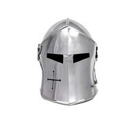 Nagina International Medieval Barbuta Visored Steel Brushed Steel Knights Templar Crusaders Armor Helmet | Accessoires de costumes d'Halloween