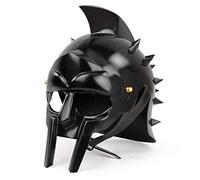Nagina International Mini casque de gladiateur Maximus noir - Casques Rennactor avec sangle en cuir | Accessoires d'Halloween pour Larpers | Masque facial pour cosplay et Halloween, noir, Universal