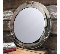 Nagina International Miroir à hublot en Aluminium, 17 po, Finition chromée - Décor de Bateau Nautique