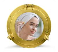 Nagina International Miroir de hublot de Bateau Nautique Fini Verni à la Poudre de Laiton Antique Fini Nautique | Collectibles et Cadeaux de Wall Decor Mirror (10 Pouces, Miroir d'avion)