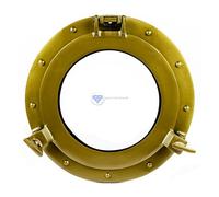 Nagina International Miroir de hublot de Bateau Nautique Fini Verni à la Poudre et Laiton Antique Collectibles et Cadeaux de Wall Decor Mirror 12 Pouces, Verre Transparent (fenêtre)