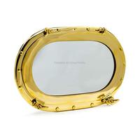 Nagina International Miroir de hublot Ovale Poli de qualité supérieure en Laiton Massif | Articles de Collection: Pirate's Exclusive Ship's Decor (Laiton, 22 Pouces)