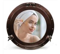 Nagina International Miroir Vintage Nautique Premium en Aluminium avec Revêtement Poudré en Argent | Fenêtre de hublot de navire | Décor marin sur le thème du pirate maritime 30 pouces, déco argent (miroir) (Cuivre antique (fenêtre), 10 Pouces)
