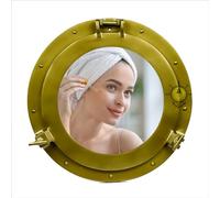 Nagina International Miroirs de hublot de Bateau de Pirate d'époque Vintage Nautique en Aluminium à revêtement en Poudre | Accent de décor Mural Exclusif (20 Pouces, Laiton Antique)