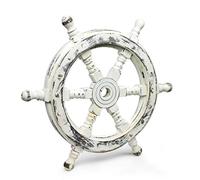 Nagina International Nautical Handcrafted Wooden Ship Wheel - Home Wall Decor (20 Inches, Antique White)
