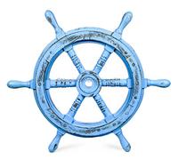 Nagina International Roue de Bateau en Bois Artisanal de qualité supérieure | Mur de Pirate Décoration & Cadeaux (18 Pouces, Bleu Ciel Antique)