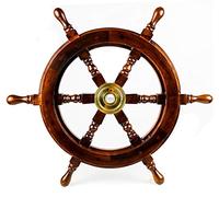 Nagina International Roue de bateau en bois artisanal de qualité supérieure | Mur de Pirate Décoration & Cadeaux (42 pouces, palissandre foncé)