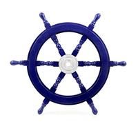 Nagina International Roue de bateau nautique en bois fabriqué à la main - Décoration murale pour la maison (20 pouces, bleu foncé)