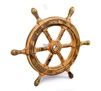 Nagina International Roue de bateau nautique en bois fabriquée à la main - Décoration murale pour la maison (61 cm, marron antique)