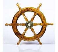 Nagina International Roue de bateau nautique en bois fait à la main - Décoration murale pour la maison (20 pouces, bois naturel)