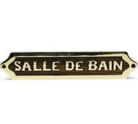 Nagina International Salle De Bain (Salle De Bain) | Plaque en Laiton Poli à la Main en Bois, français | Plaque de Signe de Porte de décoration à la Maison | Cadeaux Décorations murales