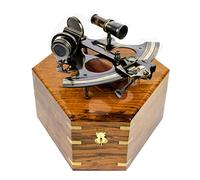 Nagina International Sextant Maritime en Laiton Nautique Antique avec Une boîte Artisanale en Bois Dur de première qualité | Cadeau de décor de Pirate de Marin