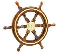 Nagina International Volant marin Pirate Wheel de 30,5 cm de diamètre, marron, bois, ajustement universel, bateau