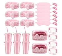 Nagoyuki Lot de 30 accessoires de fête spa pour soirée pyjama, spa, anniversaire, enterrement de vie de jeune fille, sommeil (rose)
