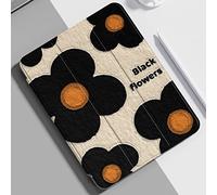 NagpintS Étui pour iPad 5/6 9.7 Pouces 2018/2017, Doublure en Microfibre Soft TPU Back Case Auto Sleep/Wake Étui pour iPad Pro Smart Cover Protective Leather-Black Flowers