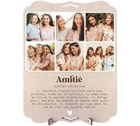 nagu® Amitié. Cadeaux originaux pour amies. Tableau personnalisé avec photo pour l’anniversaire d’une amie. Carte cadeau en bois 30 x 22 cm, pour cadeaux personnalisés. Lettres et chiffres inclus