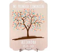 nagu® Arbre empreintes communion ou mariage. Sert de Livre d'or ou signatures. Cadeaux pour garçons ou filles lors de leur première communion. Souvenir pour les invités. Cadre en bois 30x22 cm avec