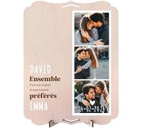 nagu® Avec toi. Cadre photo personnalisé avec photo pour cadeau de Saint-Valentin pour petit ami ou petite amie. Grande carte cadeau en bois 30 x 22 cm, pour cadeaux personnalisés homme ou femme