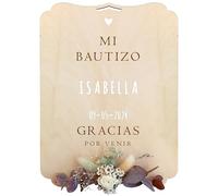 nagu® Baptême Décoration | Panneau Personnalisé en Bois 30x22 cm | Poster Baptême Fille ou Garçon avec Lettres Autocollantes | Pancarte avec Support & Trou pour Accrocher