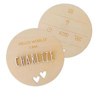 nagu® Cadeau Naissance Bébé Personnalisé. Plaque Bois 12 cm avec Étoiles ou Cœurs, « Hello World » et Prénom. Coffret Cadeau Bébé Personnalisé Fille ou Garçon avec Lettres Autocollantes