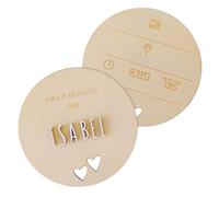 nagu® Cadeau Naissance Bébé Personnalisé. Plaque Bois 12 cm avec Étoiles ou Cœurs, « Hello World » et Prénom. Coffret Cadeau Bébé Personnalisé Fille ou Garçon avec Lettres Autocollantes