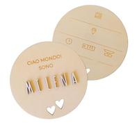 nagu® Cadeau Naissance Bébé Personnalisé. Plaque Bois 12 cm avec Étoiles ou Cœurs, « Hello World » et Prénom. Coffret Cadeau Bébé Personnalisé Fille ou Garçon avec Lettres Autocollantes