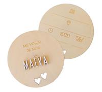 nagu® Cadeau Naissance Bébé Personnalisé. Plaque Bois 12 cm avec Étoiles ou Cœurs, « Hello World » et Prénom. Coffret Cadeau Bébé Personnalisé Fille ou Garçon avec Lettres Autocollantes
