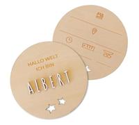 nagu® DE- Estrellitas Plaque de naissance en bois « Hola Mundo », personnalisable avec le nom du bébé et les données de sa naissance, un cadeau original pour les nouveau-nés et les nouvelles mamans