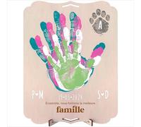 nagu® Famille. Cadre Empreintes Bébé Nouveau-né. Cadeau en Bois 30x22 cm, Espace pour Empreinte de Pied et Main du Bébé ou de toute la Famille et Photo. Comprend Support et Kit de Lettres pour Noms