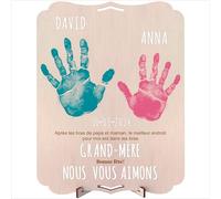 nagu® Grand-mère. Mère. Cadre Empreintes Bébé Nouveau-né. Cadeau en Bois 30x22 cm, Espace pour Empreinte de Pied et Main du Bébé ou de la Famille et Photo. Comprend Support et Kit de Lettres pour Noms