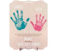 nagu® Grand-père. Père. Cadre Empreintes Bébé Nouveau-né. Cadeau en Bois 30x22 cm, Espace pour Empreinte de Pied et Main du Bébé ou de la Famille et Photo. Comprend Support et Kit de Lettres pour Noms