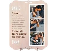 nagu® Merci. Cadre photo personnalisé avec photo comme cadeau original pour couples. Grande carte cadeau en bois, 30 x 22 cm, pour cadeaux personnalisés pour mariage ou anniversaire