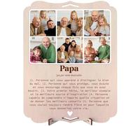 nagu® Papa. Cadeaux pour les pères. Tableau personnalisé avec photo pour un anniversaire ou la Fête des Pères. Carte cadeau en bois 30 x 22 cm, pour cadeaux personnalisés. Lettres et chiffres inclus