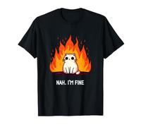 Nah, I'm Fine Cat on Fire Scared. animé choqué T-Shirt