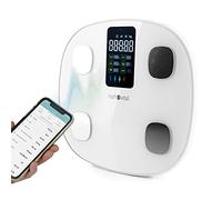 nah-vital® Pèse-personne numérique intelligente avec application pour 15 données corporelles telles que la graisse corporelle, le poids, l'IMC, la masse musculaire et le BMR - Grand écran - Jusqu'à 24