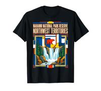 Nahanni Drapeau du Canada Cascade Wilderness Art rétro T-Shirt