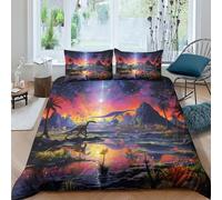 NAHCBIOT Dinosaur World Sets De Housses De Couettes 3D,Imprimé Microfibre Parure De Lit Jurassic Housse De Couette Et Taies d'oreiller Double（200x200cm）