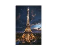 NAHCBIOT Paris la nuit Tableau Décoratif Imprimé Sur Toile Street Art Graffiti Toile Peinture Mur Art Affiches Tour Eiffel Photo Pour Salon Décor 12x18inch(30x45cm)