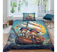 NAHCBIOT Pirate Ship Housse De Couettes Parure De Lit Parure Housse De Couette 3D Cartoon Ship Chambre Décor Housses De Couette Single（135x200cm）