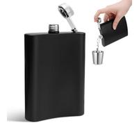 NAHGDU 1 Flasque En Acier Inoxydable, 8 Oz, Noir Mat, Avec Entonnoir, Pour Whisky, Idéale Pour La Randonnée