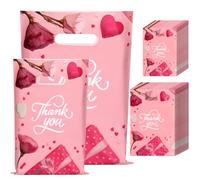 NAHRMY 100 PCS Sacs en Pastique Cadeaux, Rose "Thank you" Sacs en Cadeaux Marchandises Vente au Détail pour Petites Entreprises, 15.7 x 11.8 et 11.8 x 7.9 pouces