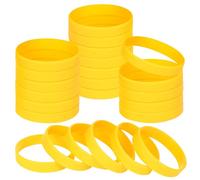 NAHRMY 24 Pièces Bracelets en Silicone pour Adultes Homme Femme, 8 inch Jaune Bracelets en Caoutchouc Élastiques pour le Sport Fitness Décoration Fête Cadeaux
