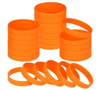 NAHRMY 24 Pièces Bracelets en Silicone pour Adultes Homme Femme, 8 inch Orange Bracelets en Caoutchouc Élastiques pour le Sport Fitness Décoration Fête Cadeaux