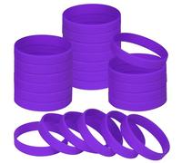 NAHRMY 24 Pièces Bracelets en Silicone pour Adultes Homme Femme, 8 inch Violet Bracelets en Caoutchouc Élastiques pour le Sport Fitness Décoration Fête Cadeaux