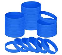 NAHRMY 24 Pièces Bracelets en Silicone pour Enfants, 6.3 inch Bleu Bracelets en Caoutchouc Élastiques pour Fête Prénatale Baptême le Sport Fitness Décoration Cadeaux