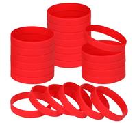 NAHRMY 24 Pièces Bracelets en Silicone pour Garçons Filles, 7 inch Rouge Bracelets en Caoutchouc Élastiques pour le Sport Fitness Décoration Fête Cadeaux